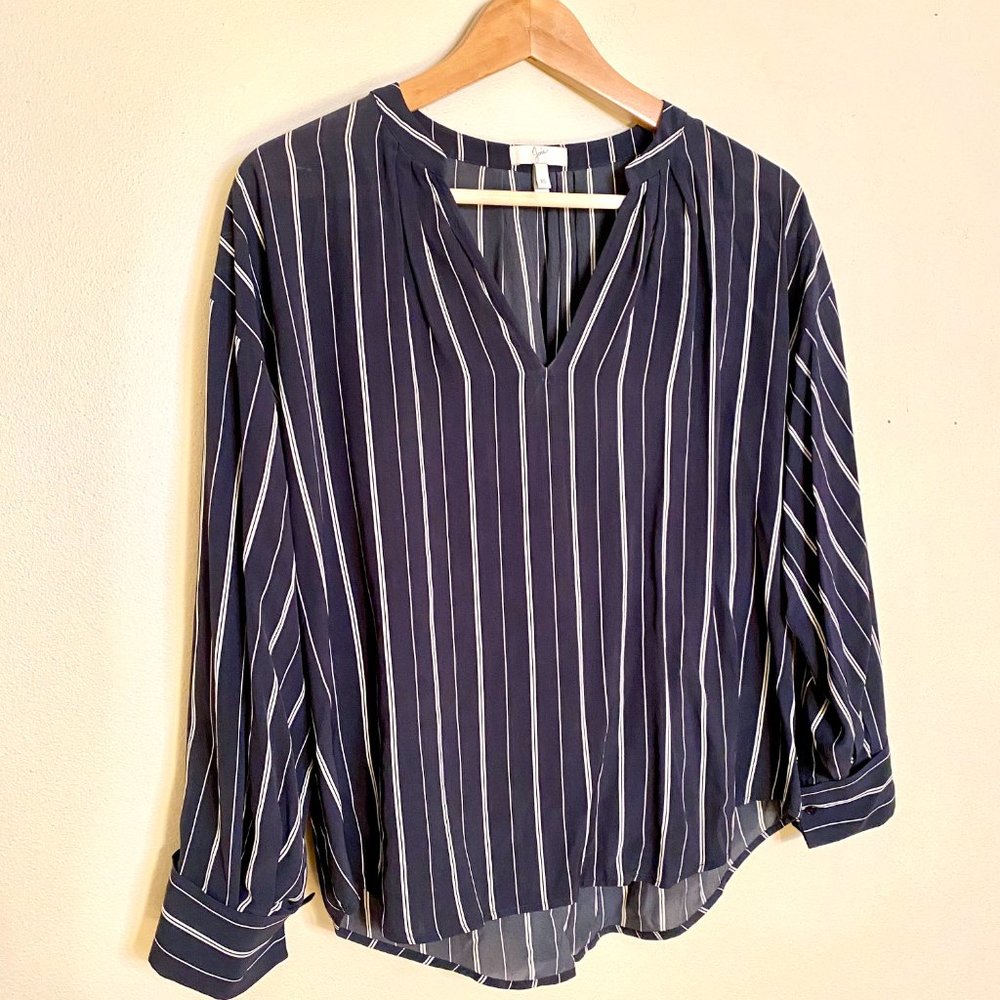 Joie Long Sleeve Top Navy with white stripes - Size XS